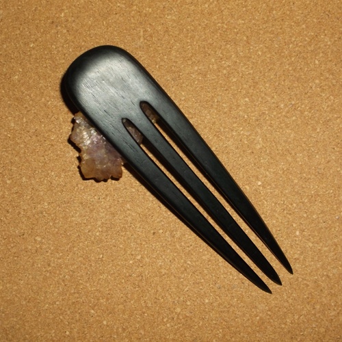 Gabon Ebony 3 prong hair forks supplied by Longhaired Jewels